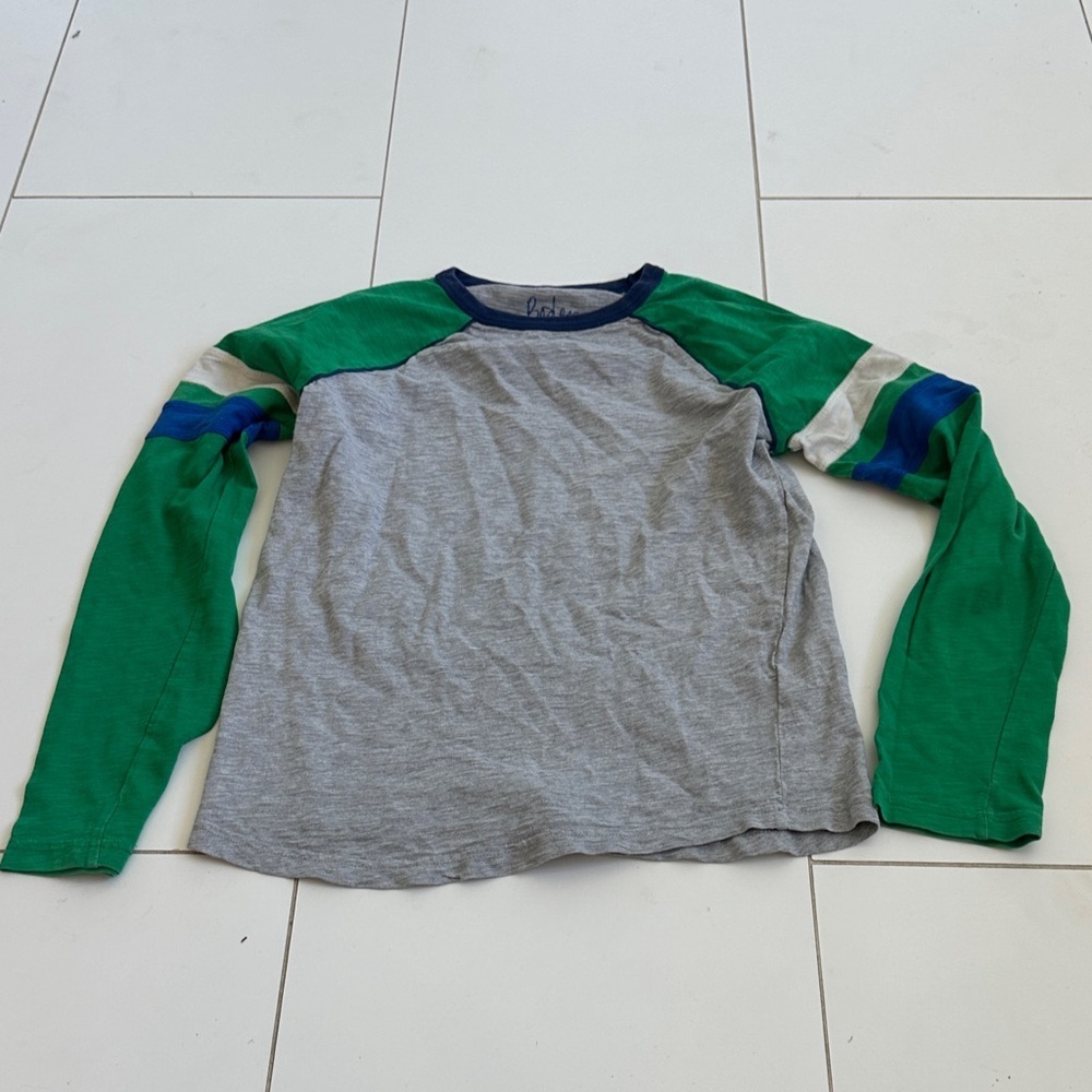 Boden Green and Gray Kids Long Sleeve Shirt boys 11/12